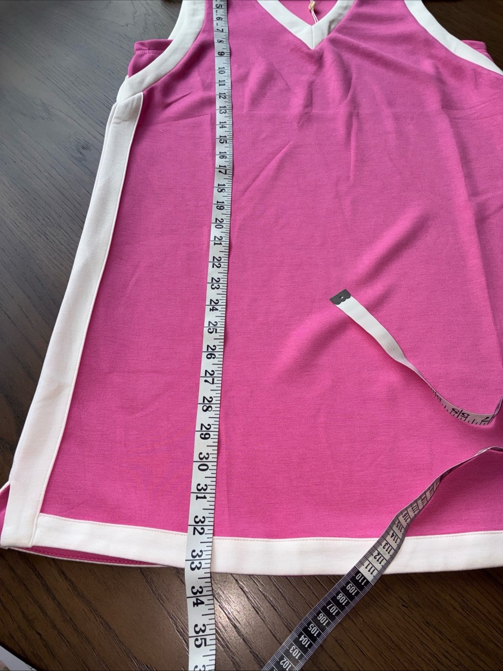 entro Hot Pink and White Sleeveless V-Neck Mini Dress - Picture 5 of 6